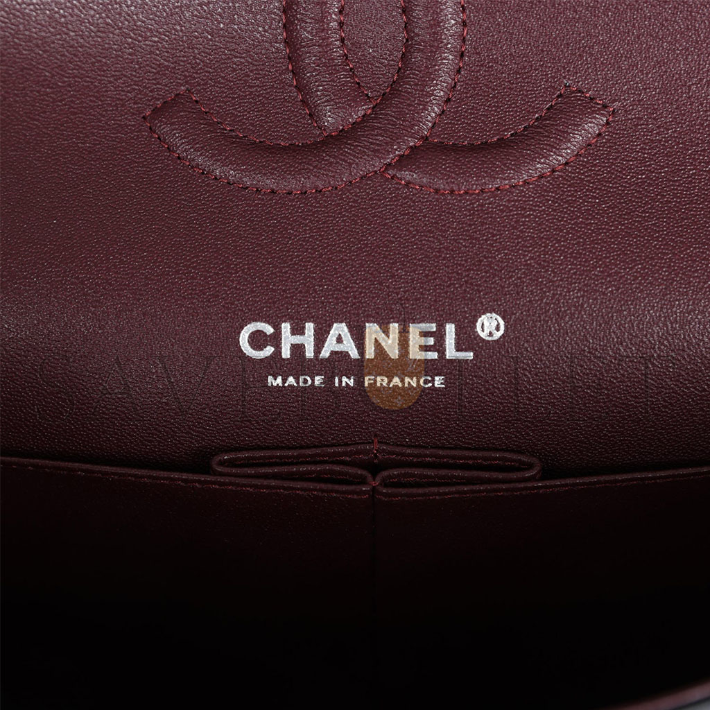 Ch*el master medium classic double flap black lambskin silver hardware a01112  (25.5*15.5*6.5cm)